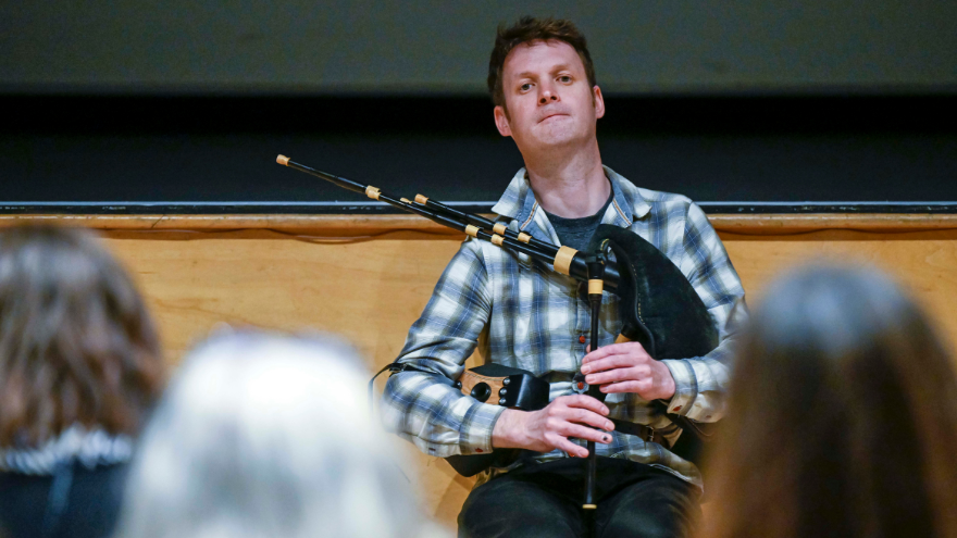 small pipes player Fin Moore